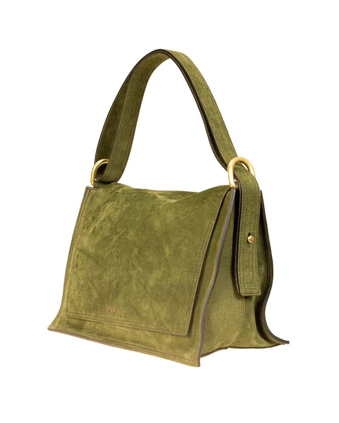 shop ORCIANI  Borsa: Orciani borsa Pillow Nabucco a spalla e crossbody in nubuck.
Finiture in galvanica ottone dorato.
Interno, bordi e cuciture color testa di moro.
Chiusura con patta.
Tasca interna con zip.
Doppio taschino interno aperto.
Dimensioni:  larghezza 33 cm, altezza 21 cm, profondità 17 cm.
Composizione: 100% vitello.
Made in Italy.. B02113 NAB-OLIVA number 7061189